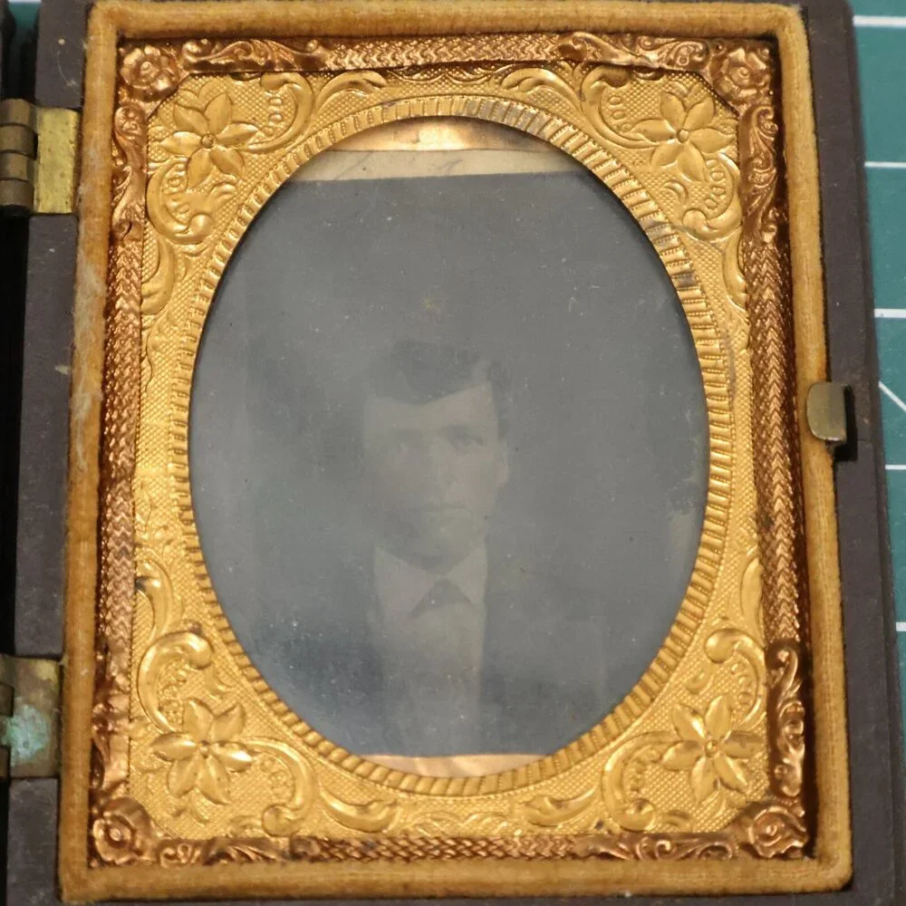 Antique Daguerreotype Young Man in Thermoplastic Shell Very Nice!